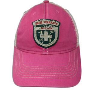 Legacy Trucker Hat Pink Beige One Size Sun Valley Idaho Patch Mesh Back hat
